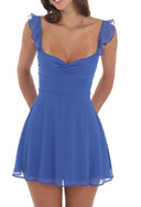 2026 Spring/Summer New Sweet Solid Color Chiffon Backless Spaghetti Strap Dress Elegant Commuting Cross-Border Women's Clothing Wholesale
