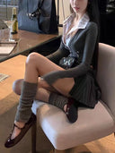 8/25 20:00 Evening Breeze High Intelligence Fake Two-Piece Slim Fit Patchwork Striped Knit Top