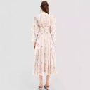 Europe and the United States cross-border new autumn and winter fashion chiffon printed ruffled temperament long sleeve evening dress dress dress