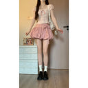 suit Women's 2024 Summer New Sweet Spice Girl Design Sense Plaid Short Shirt Top High Waist Trendy Skirt