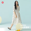 [7A Antibacterial] Class A Pure Cotton Nightgown Summer Cute Pure Desire Pajamas Women's Short-sleeved Home Clothes Fairy Style Long Dress