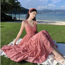 Girl's Summer Romantic First Love Sweet Sling V-neck dress Backless Lace-up Bow Fresh Girly Style