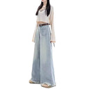 Wide Leg Jeans Women's Summer High Waist Slimming Loose Burr Edge Design Sense Dipped Pear-Shaped Figure Small Straight Pants
