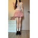 suit Women's 2024 Summer New Sweet Spice Girl Design Sense Plaid Short Shirt Top High Waist Trendy Skirt