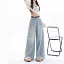 Wide Leg Jeans Women's Summer High Waist Slimming Loose Burr Edge Design Sense Dipped Pear-Shaped Figure Small Straight Pants