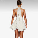 Amazon Sexy Ruffle Short Skirt Dress Women's Halter Neck Elastic Waist Fashion Ruffle Skirt