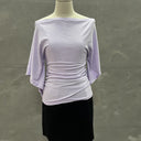 Summer Pure Desire Sweet Sexy Girl Sexy One-Shoulder Waist Slimming Look Three-Quarter Sleeve T-Shirt Women's Unique and Chic Pleated Top
