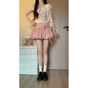 suit Women's 2024 Summer New Sweet Spice Girl Design Sense Plaid Short Shirt Top High Waist Trendy Skirt