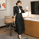 Foreign Trade Women's New Two-Piece Set 2023 Winter Korean Style Elegant Woolen Short Outwear Waist-Cinching Skirt Suit
