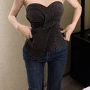 Pure Desire Hot Girl Denim Tube Top Camisole Women's Summer Outerwear with Breast Pad Asymmetrical Sexy Wrap Chest Short Top