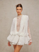 French-Style Socialite Party Dress 2026 Spring New Deep V-Neck Long-Sleeve Ruffled Solid Color Lace Dress for Women