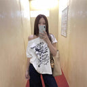 Summer Women's Tops Short-Sleeved Women's T-Shirt Clothes One-Shoulder High-End Cute Printed Short-Sleeved T-Shirt Custom Group Uniform