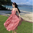 Girl's Summer Romantic First Love Sweet Sling V-neck dress Backless Lace-up Bow Fresh Girly Style