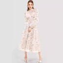 Europe and the United States cross-border new autumn and winter fashion chiffon printed ruffled temperament long sleeve evening dress dress dress