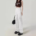 Vibe White Wide Leg Jeans Women's 2024 Summer New Straight High Waist Loose Slim-fit Hangout Pants
