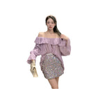 French Style Fashionable One-Shoulder Ruffled Sweet Chiffon Shirt for Women Summer Style Versatile Loose Sun Protection Blouse