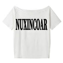 Summer Women's Tops Short-Sleeved Women's T-Shirt Clothes One-Shoulder High-End Cute Printed Short-Sleeved T-Shirt Custom Group Uniform