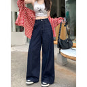 Vintage dark blue Wide Leg Jeans Women's Spring New High Waist Loose Dosing Straight Pants Ins
