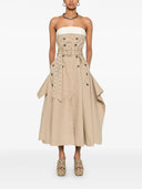 Elegant Korean-Style High-End Faux Two-Piece Tube Top Dress 2026 Spring New Double-Breasted Patchwork Tie Dress for Women