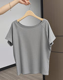 Summer Women's Tops Short-Sleeved Women's T-Shirt Clothes One-Shoulder High-End Cute Printed Short-Sleeved T-Shirt Custom Group Uniform