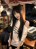 Summer Women's Tops Short-Sleeved Women's T-Shirt Clothes One-Shoulder High-End Cute Printed Short-Sleeved T-Shirt Custom Group Uniform