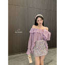French Style Fashionable One-Shoulder Ruffled Sweet Chiffon Shirt for Women Summer Style Versatile Loose Sun Protection Blouse