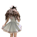 Grimm's Fairy Tale Pastoral Short Skirt Summer Waist Slimming Pure Desire Sweet Monet Garden Style French Square Neck Dress