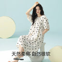[7A Antibacterial] Class A Pure Cotton Nightgown Summer Cute Pure Desire Pajamas Women's Short-sleeved Home Clothes Fairy Style Long Dress