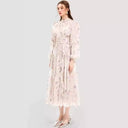 Europe and the United States cross-border new autumn and winter fashion chiffon printed ruffled temperament long sleeve evening dress dress dress