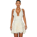 Amazon Sexy Ruffle Short Skirt Dress Women's Halter Neck Elastic Waist Fashion Ruffle Skirt
