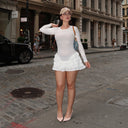 A664DS American Spice Girls 2024 Autumn New Round Neck Long Sleeve Skirt Sexy Stacked Ruffled Women's dress