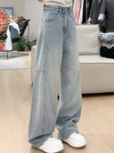 plus size American Wide Leg Jeans Women's Spring and Autumn American chubby girl Loose Dosing Slimming Straight Tube Long Pants