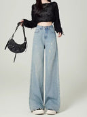 American Style Women's Wide Leg Jeans Spring and Autumn New Design Sense High Waist Slimming Straight Pants Women's Trendy