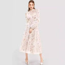 Europe and the United States cross-border new autumn and winter fashion chiffon printed ruffled temperament long sleeve evening dress dress dress