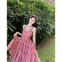 Girl's Summer Romantic First Love Sweet Sling V-neck dress Backless Lace-up Bow Fresh Girly Style