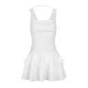 Ad295 European and American 2025 Spring Girly Style Fresh and Sweet Women's Clothing Suspender Style Square Neck Cake Skirt Dress Short Skirt
