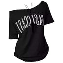 Summer Women's Tops Short-Sleeved Women's T-Shirt Clothes One-Shoulder High-End Cute Printed Short-Sleeved T-Shirt Custom Group Uniform