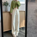 Wide-Leg Jeans for Women Spring New 2025 Straight Loose High-Waisted Slimming Drapey White Floor-Length Pants Trendy
