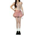 suit Women's 2024 Summer New Sweet Spice Girl Design Sense Plaid Short Shirt Top High Waist Trendy Skirt