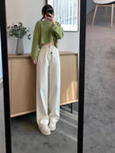 Wide-Leg Jeans for Women Spring New 2025 Straight Loose High-Waisted Slimming Drapey White Floor-Length Pants Trendy