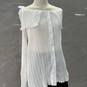 French Style Fashionable One-Shoulder Ruffled Sweet Chiffon Shirt for Women Summer Style Versatile Loose Sun Protection Blouse