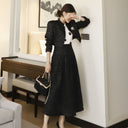 Foreign Trade Women's New Two-Piece Set 2023 Winter Korean Style Elegant Woolen Short Outwear Waist-Cinching Skirt Suit