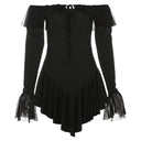 European and American Style 2025 Autumn and Winter New Women's Elegant One-Shoulder Sexy Backless Ruffled Pure Color Hip-Hugging Dress