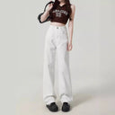 Vibe White Wide Leg Jeans Women's 2024 Summer New Straight High Waist Loose Slim-fit Hangout Pants