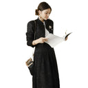 Foreign Trade Women's New Two-Piece Set 2023 Winter Korean Style Elegant Woolen Short Outwear Waist-Cinching Skirt Suit
